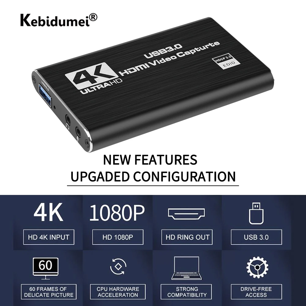 Карта видеозахвата 4K USB 3 0 HD видеорегистратор 1080P 60 кадров/с HDMI|Карты видео- и