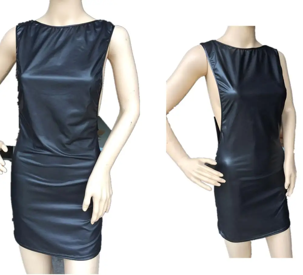Matte patent leather bare chest bag hip skirt sexy nightclub ds show set