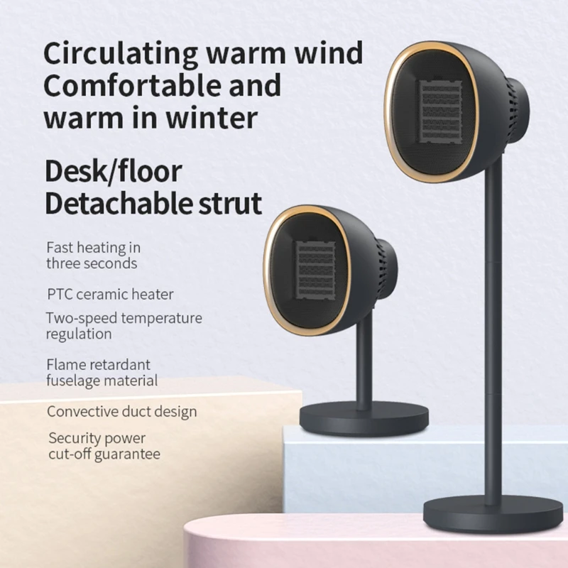 

Mini Desktop Electric Space Heater 1500W PTC Portable Quiet Winter Fast Ceramic Heating Fan Warmer with 2 Modes
