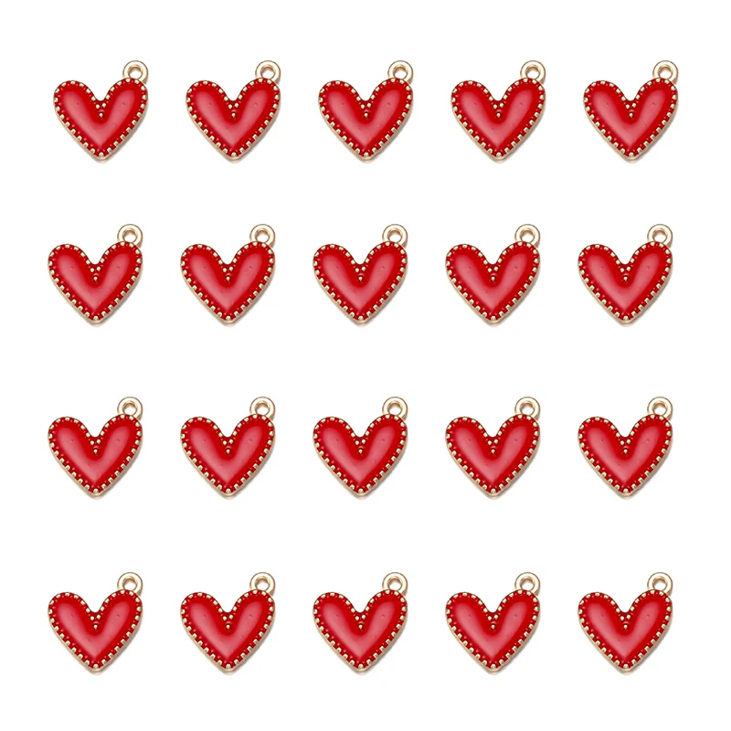 

10pcs/lot 11.5x13mm Enamel Heart Charm Rhinestone Love Heart Pendant For Jewelry Making Crafting Bracelet Necklace Finding