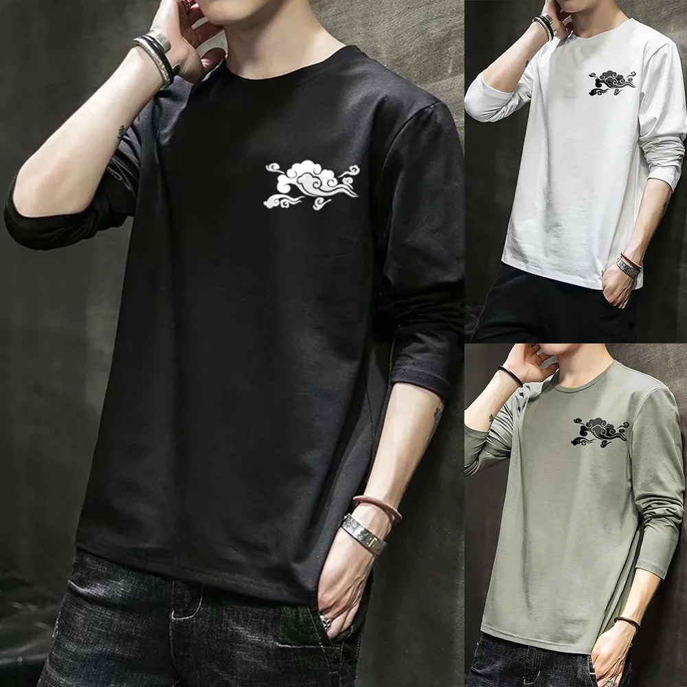 Men Long-sleeved T-shirt Loose Round Neck Cloud Pattern Bottoming Tops Autumn Fashion Autumn Winter Comfortable T-shirt Clothes
Men Long-sleeved T-shirt Loose Round Neck Cloud Pattern Bottoming Tops Autumn Fashion Autumn Winter Comfortable T-shirt Clothes