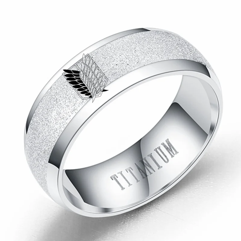 8mm Attack on Titan Black sliver Stainless Steel Ring Wings Of Liberty Flag Finger Rings For Men Women Jewelry Anime Fans
8mm Attack on Titan Black sliver Stainless Steel Ring Wings Of Liberty Flag Finger Rings For Men Women Jewelry Anime Fans