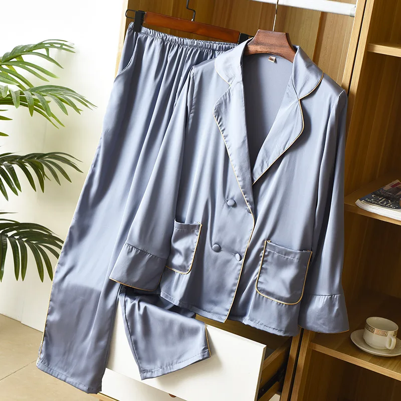 Nightwear Satin 2PCS Pajamas Suit Women Shirt&Pants Faux Silk Pyjamas Casual Sleepwear Solid Loungewear Lingerie Home Clothes
Nightwear Satin 2PCS Pajamas Suit Women Shirt&Pants Faux Silk Pyjamas Casual Sleepwear Solid Loungewear Lingerie Home Clothes