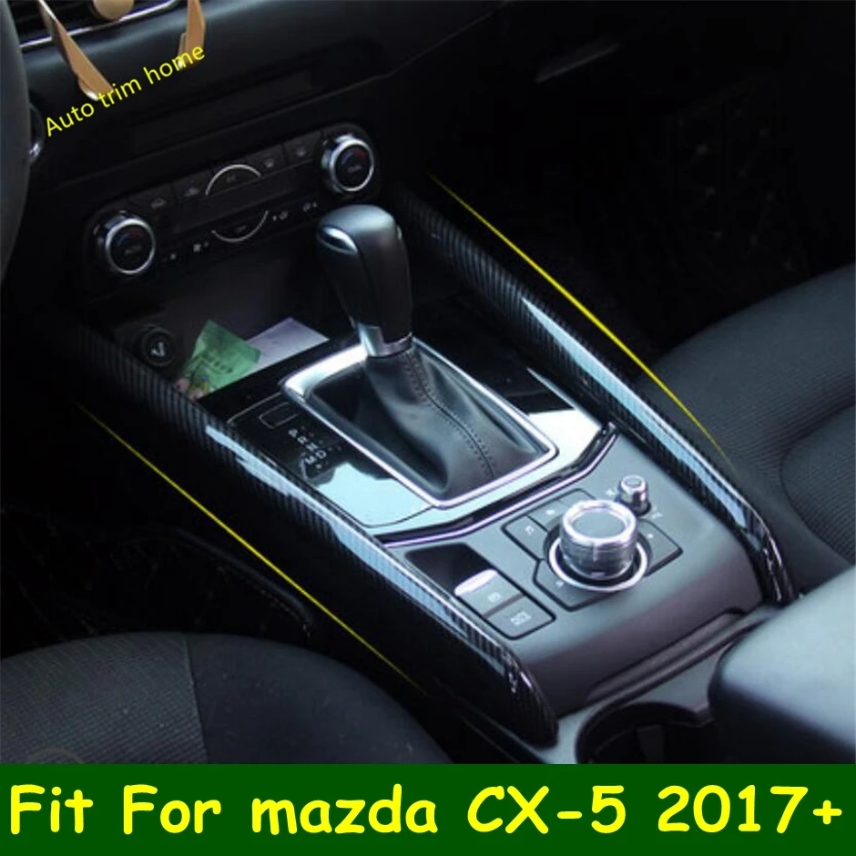 

Carbon Fiber Gear Shift Box Cover Molding Trim Decoration Strip Inside Accessories Car Styling For Mazda CX-5 CX5 2018 - 2022