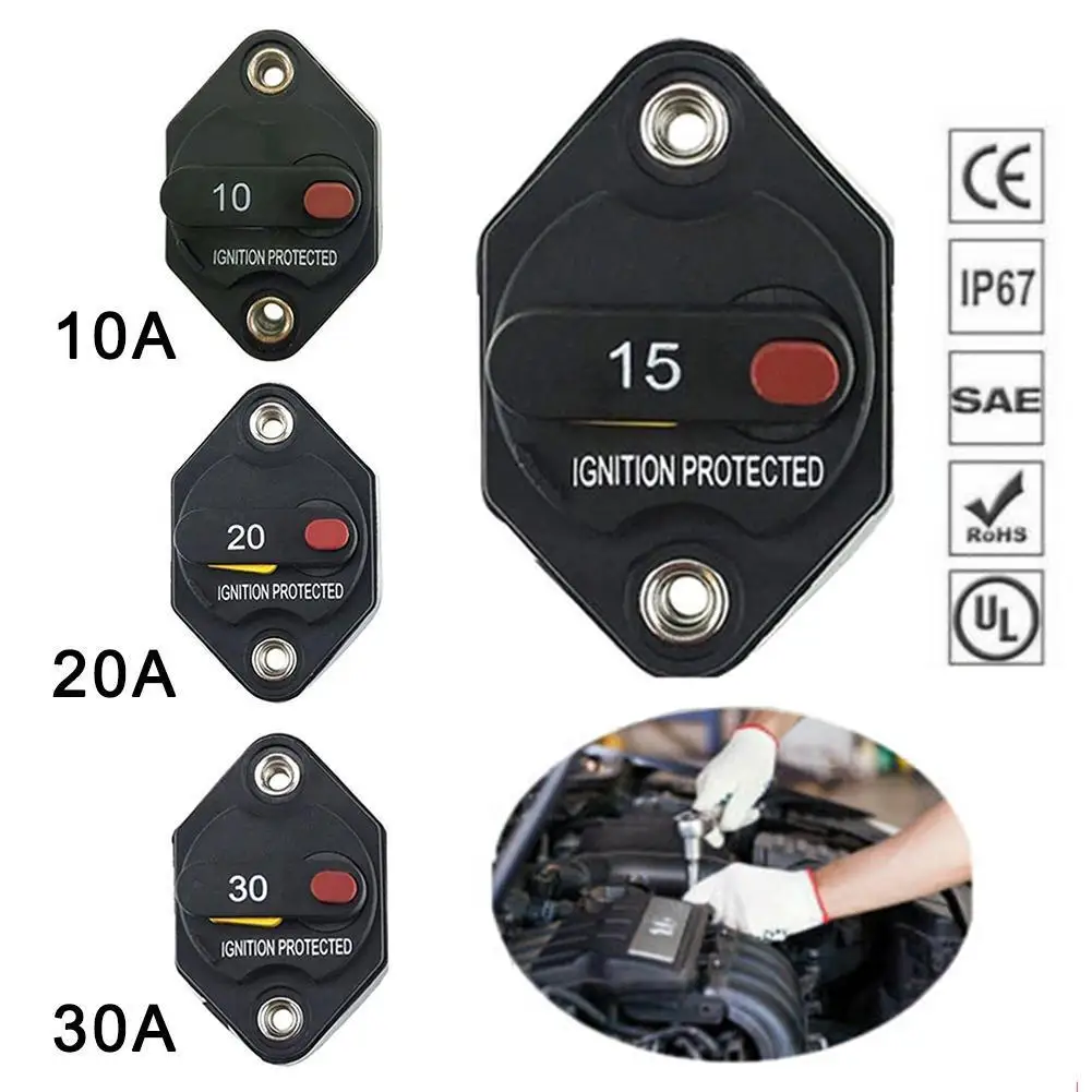 12V-32V DC 10A/15A/20A/30A/40A/50A Circuit Breaker Fuse Inverter with Manual Reset Button F1665
12V-32V DC 10A/15A/20A/30A/40A/50A Circuit Breaker Fuse Inverter with Manual Reset Button F1665