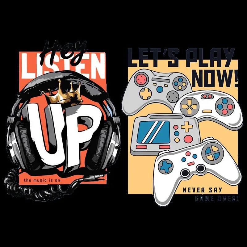 Cartoons Cool headphone recreational machines heat transfer wholesale sticker DIY printed on the of the game T-shirt decorate 
Cartoons Cool headphone recreational machines heat transfer wholesale sticker DIY printed on the of the game T-shirt decorate