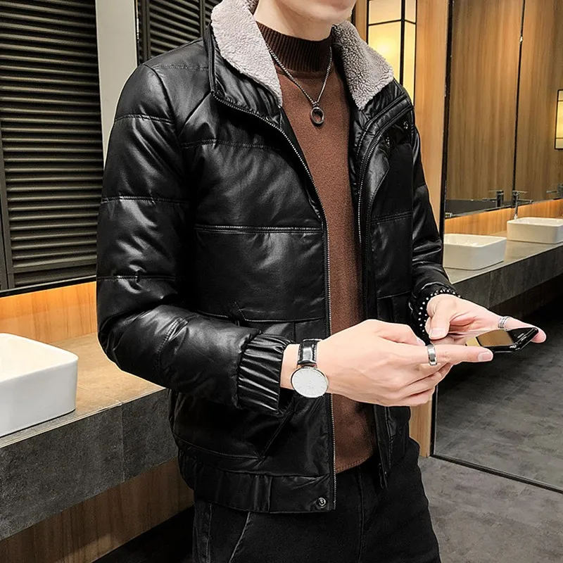 Winter Jacket Men Casual Warm Pu Leather Coats Mens Fashion Outwear Windbreaker Thicken Parkas Casaco Masculino Brand Clothing 
Winter Jacket Men Casual Warm Pu Leather Coats Mens Fashion Outwear Windbreaker Thicken Parkas Casaco Masculino Brand Clothing