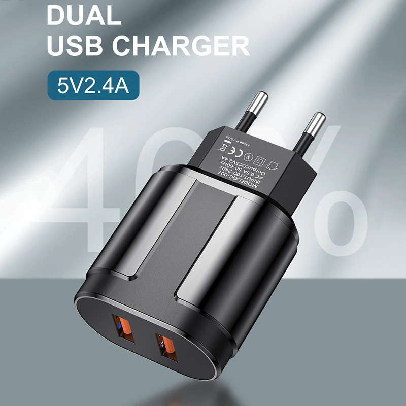 New 5v plug 2.4 a Max dual USB quick charge adapter wall general purpose mobile phone charger power adapter wall charge travel 
New 5v plug 2.4 a Max dual USB quick charge adapter wall general purpose mobile phone charger power adapter wall charge travel