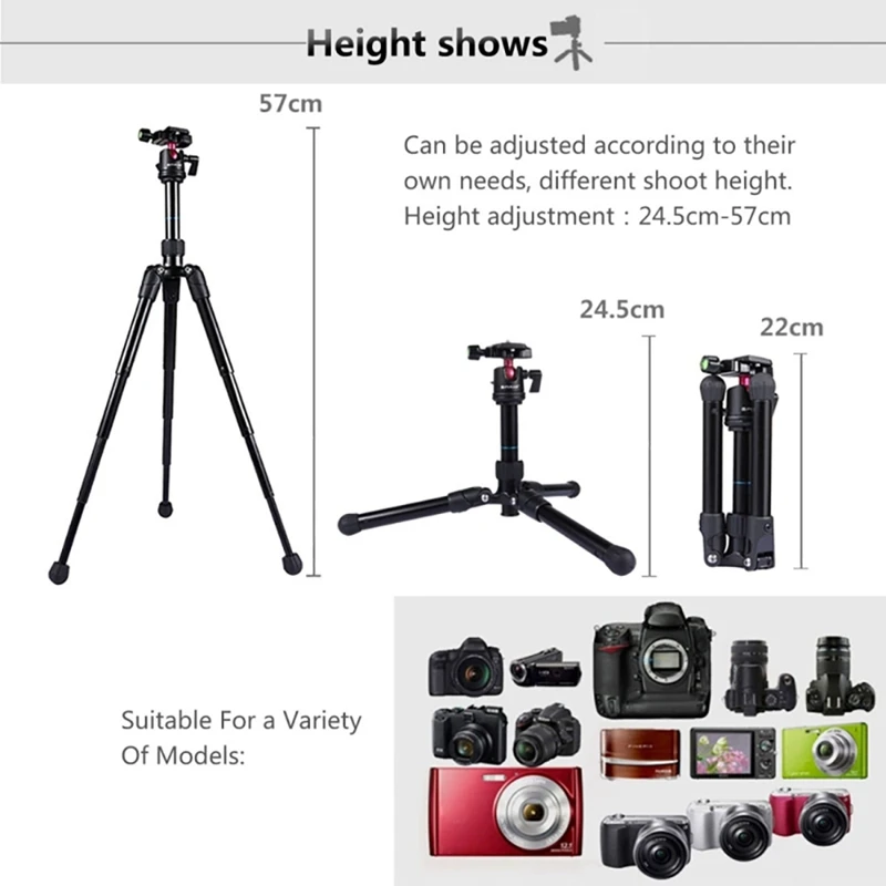 PULUZ Photography Tripod Mini Portable Foldable Camera Macro Photography Tripod Adjustable Height: 24.5-57cm
PULUZ Photography Tripod Mini Portable Foldable Camera Macro Photography Tripod Adjustable Height: 24.5-57cm
