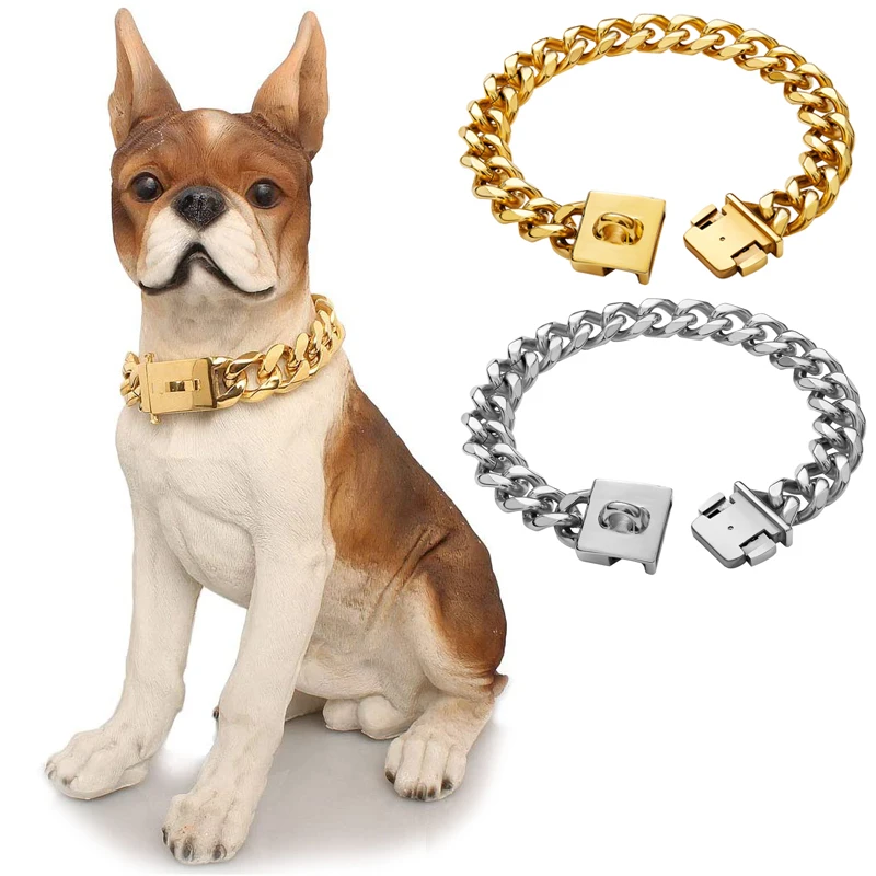 15MM Metal Dog Chain Collar with Design Secure Buckle Strong Heavy Duty Cuban Link Collars for Medium Large Dogs Terrier Pitbull
15MM Metal Dog Chain Collar with Design Secure Buckle Strong Heavy Duty Cuban Link Collars for Medium Large Dogs Terrier Pitbull
