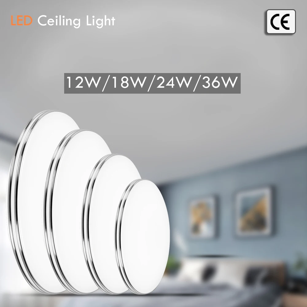 

Modern Living Room LED Ceiling light Lamps 36W 24W 18W 12W Plafon Lamps Lights Body With Double Siler Wire Design Decorative