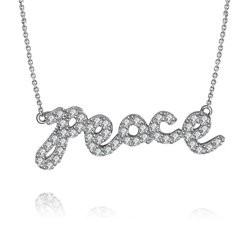 ANZIW Trendy 925 Sterling Silver Letters Peace Necklace Pendant Women Wedding Engagement Long Chain Promise Jewelry Gifts 
ANZIW Trendy 925 Sterling Silver Letters Peace Necklace Pendant Women Wedding Engagement Long Chain Promise Jewelry Gifts