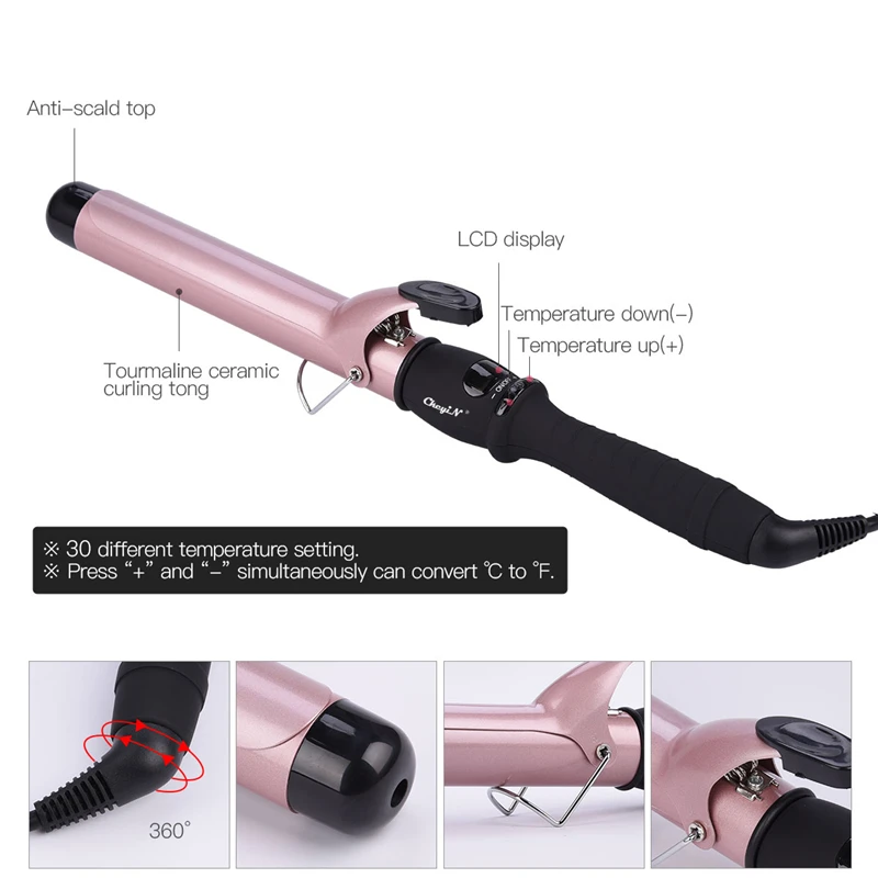 CkeyiN Professional 32mm Hair Curler Clip Ceramic Curling Iron Wand Adjustable Temperature Big Curls Waver Hair Styling Tool 50
CkeyiN Professional 32mm Hair Curler Clip Ceramic Curling Iron Wand Adjustable Temperature Big Curls Waver Hair Styling Tool 50