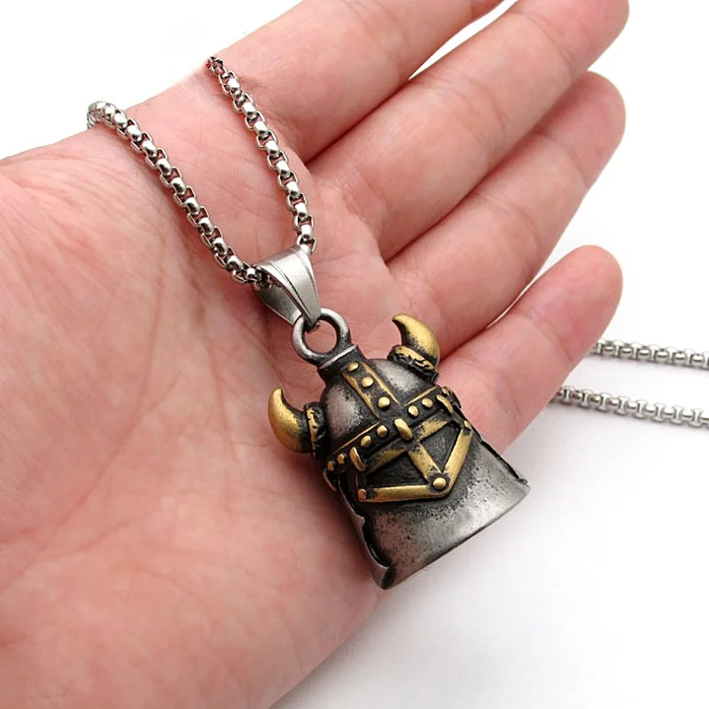 Vintage Punk Hip Hop Style Viking Warrior Helmet Bell Pendant Necklace Men's High Quality Metal Rock Prom Jewelry
Vintage Punk Hip Hop Style Viking Warrior Helmet Bell Pendant Necklace Men's High Quality Metal Rock Prom Jewelry