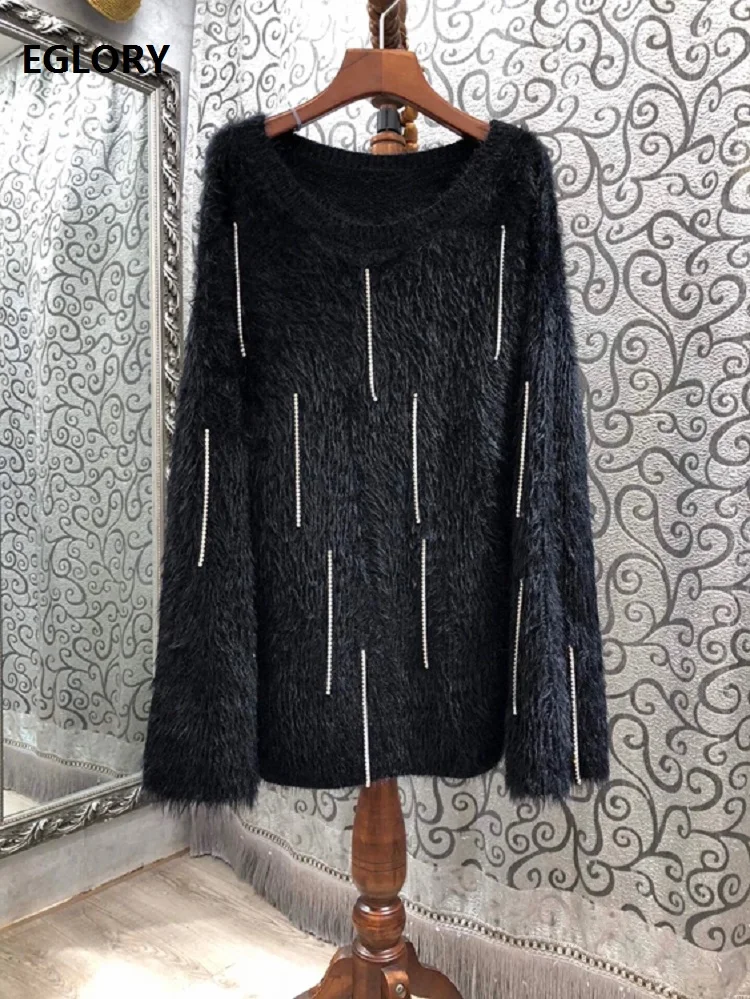 2020 Autumn Winter Fashion Black Sweaters High Quality Women Tassel Crystal Beading Deco Long Sleeve Casual Plus Size Tops
2020 Autumn Winter Fashion Black Sweaters High Quality Women Tassel Crystal Beading Deco Long Sleeve Casual Plus Size Tops