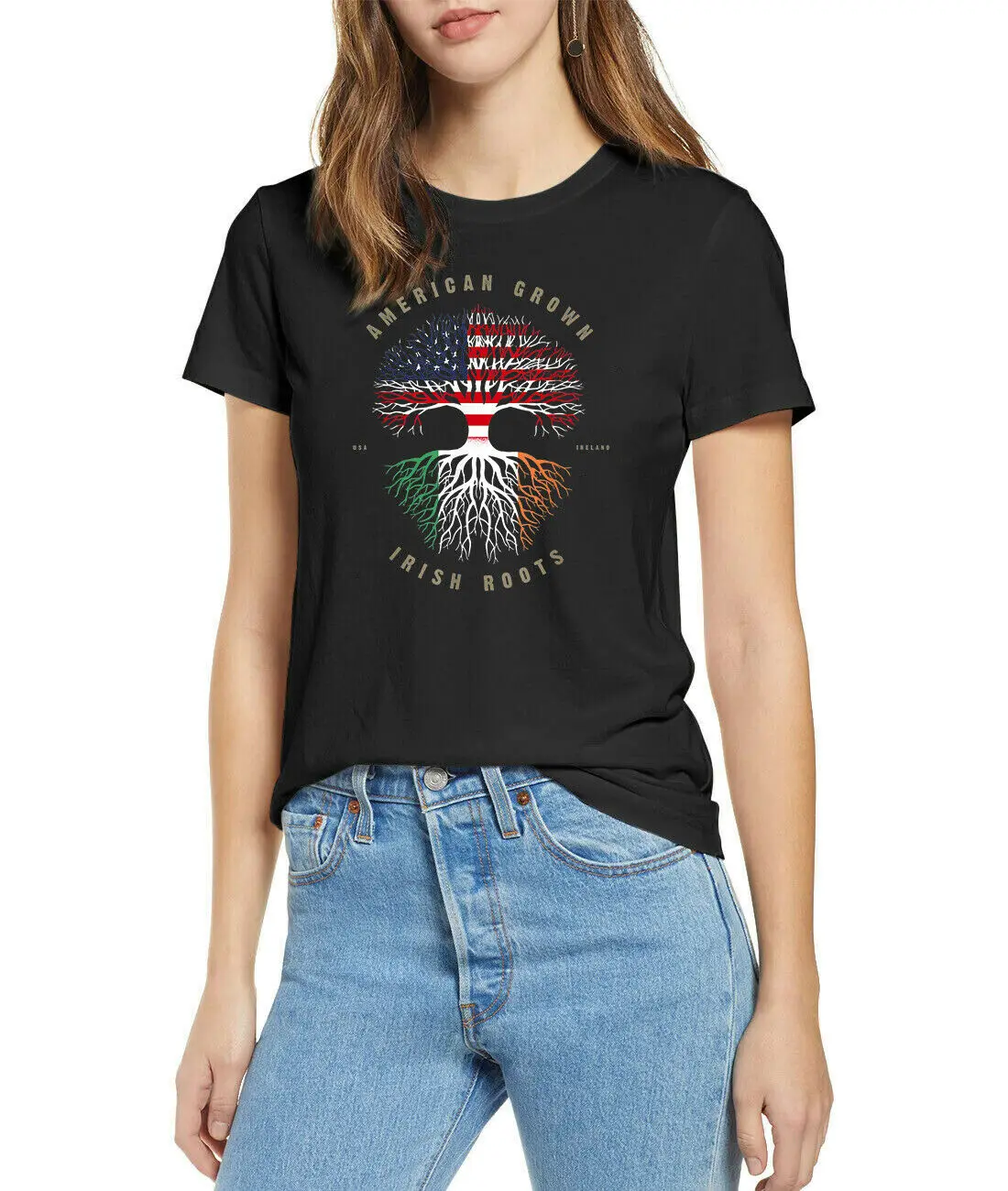 American Grown Irish Roots Ireland Flag T-Shirt Unisex Versatile O - Collar Four - Season Printed T-shirt Short Sleeves
American Grown Irish Roots Ireland Flag T-Shirt Unisex Versatile O - Collar Four - Season Printed T-shirt Short Sleeves