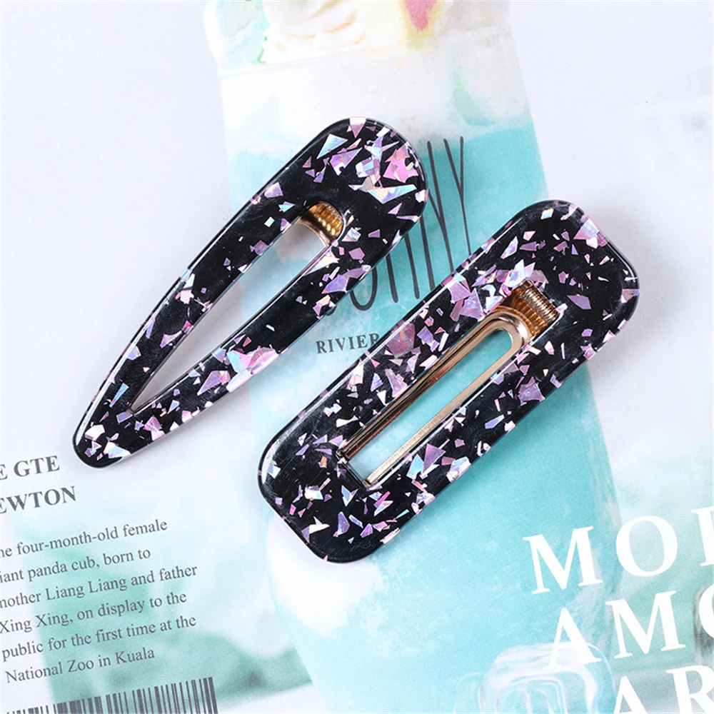 Women Acetic Acid Hollow Geometric Hair Clips Colored Marble Textured Duckbill Hairpins Water Drop Rectangle Barrettes
Women Acetic Acid Hollow Geometric Hair Clips Colored Marble Textured Duckbill Hairpins Water Drop Rectangle Barrettes