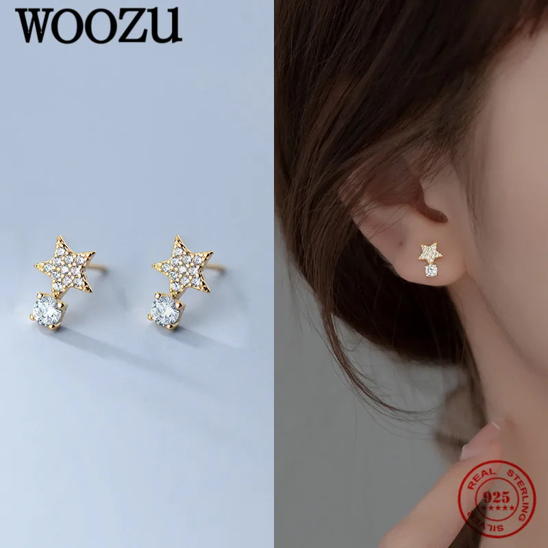 WOOZU Korean 925 Sterling Silver Simple Cute Star Round Zircon Stud Earring For Women Charm Party Punk Girl Student Jewelry Gift
WOOZU Korean 925 Sterling Silver Simple Cute Star Round Zircon Stud Earring For Women Charm Party Punk Girl Student Jewelry Gift