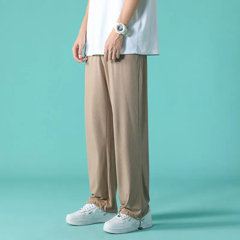 Summer Thin Casual Pants Men Fashion Gray Black Khaki Wide-leg Pants Men Streetwear Loose Straight Ice Silk Pants Mens Trousers
Summer Thin Casual Pants Men Fashion Gray Black Khaki Wide-leg Pants Men Streetwear Loose Straight Ice Silk Pants Mens Trousers