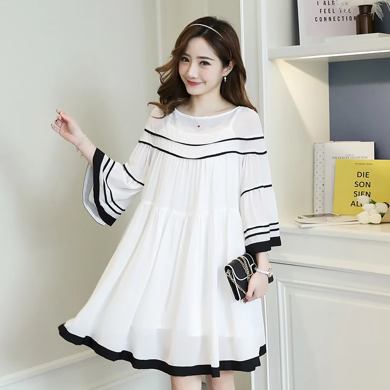 2021 Spring Summer Plus Size Loose Casual Women Dresses Flare Sleeve O-Neck Patchwork Color Fashion Chiffon Female Dress Q406
2021 Spring Summer Plus Size Loose Casual Women Dresses Flare Sleeve O-Neck Patchwork Color Fashion Chiffon Female Dress Q406