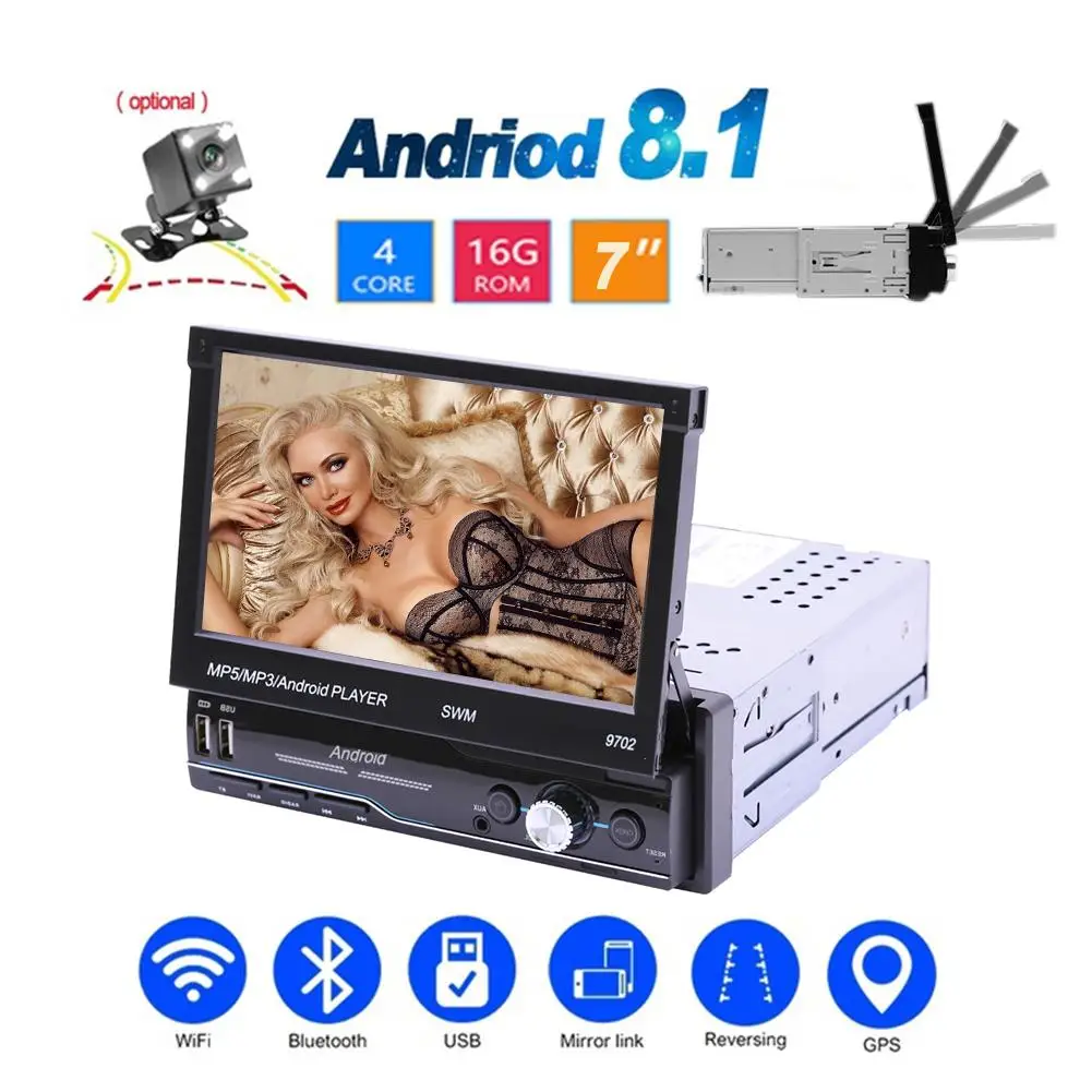 Автомагнитола 1 Din 7 дюймов + 16 ГБ Android 8 GPS-навигация Wi-Fi сенсорный экран HD
