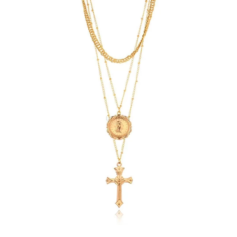 Pendant Necklace Multilayer Metal Jewelry Retro Cross Gold Necklace Lady Clavicle Chain Sweater Chain Accessories
Pendant Necklace Multilayer Metal Jewelry Retro Cross Gold Necklace Lady Clavicle Chain Sweater Chain Accessories