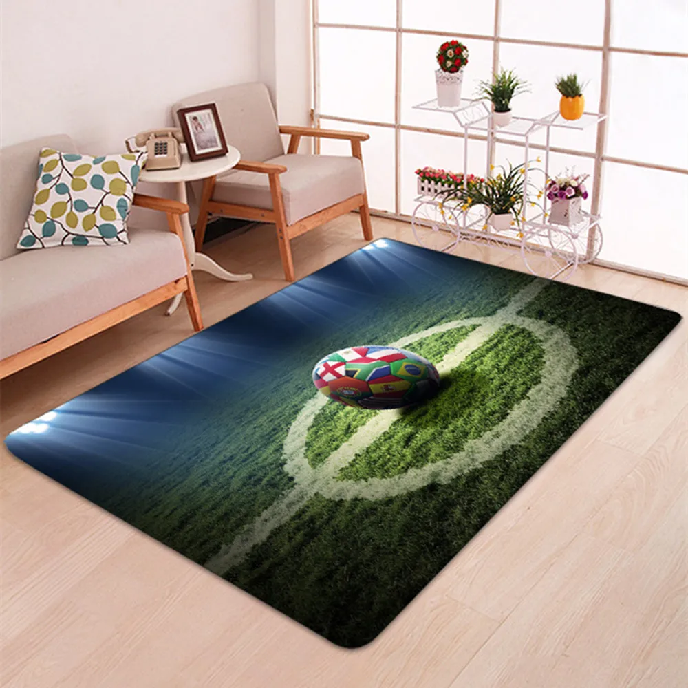 

3D Soccer Printed Living Room Carpet Kids Bedroom Rug Indoor Doormat Anti-slip Kitchen Mat Soft Flannel Bedside Parlor Area Rug