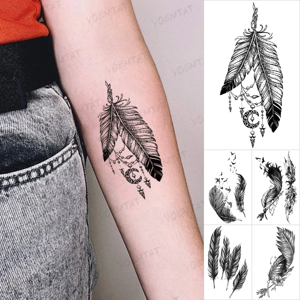 Waterproof Temporary Tattoo Stickers Feather Pendant Moon Chain Wing Flash Small Tattoos Arm Wrist Body Art Fake Tatto Men Women
Waterproof Temporary Tattoo Stickers Feather Pendant Moon Chain Wing Flash Small Tattoos Arm Wrist Body Art Fake Tatto Men Women