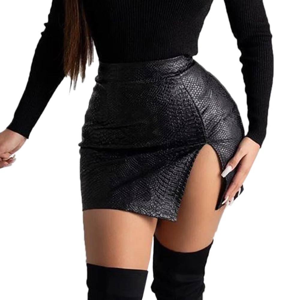 PU Leather Mini Skirts Women Minimalist Sexy Zipper Fashion Elegant Split Tight Short Streetwear Snake Pattern Femme Clubwear
PU Leather Mini Skirts Women Minimalist Sexy Zipper Fashion Elegant Split Tight Short Streetwear Snake Pattern Femme Clubwear