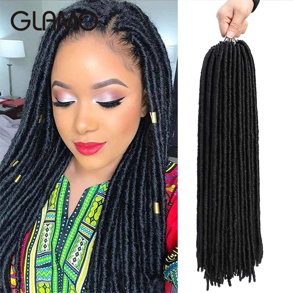 Glamo прямые богиня 18 "Искусственные локоны в стиле Crochet косы натуральные