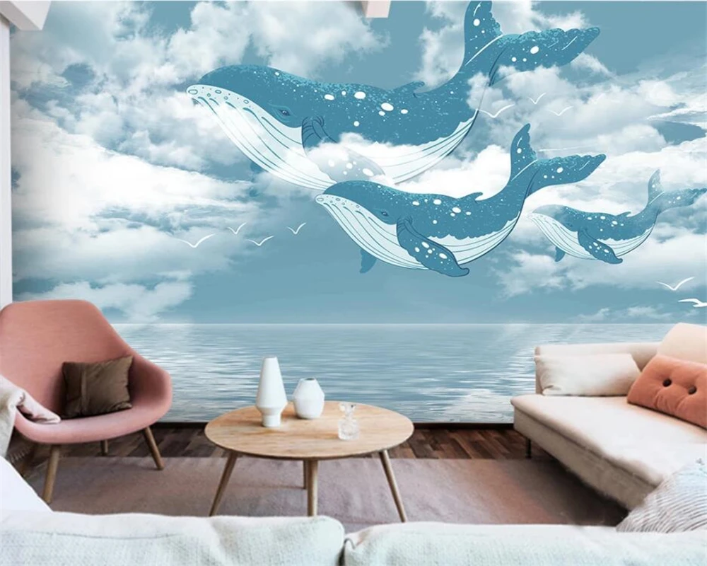 Beibehang Custom wallpaper hand-painted watercolor creative sky ocean fish children's room mural background wall 3d wallpaper
Beibehang Custom wallpaper hand-painted watercolor creative sky ocean fish children's room mural background wall 3d wallpaper