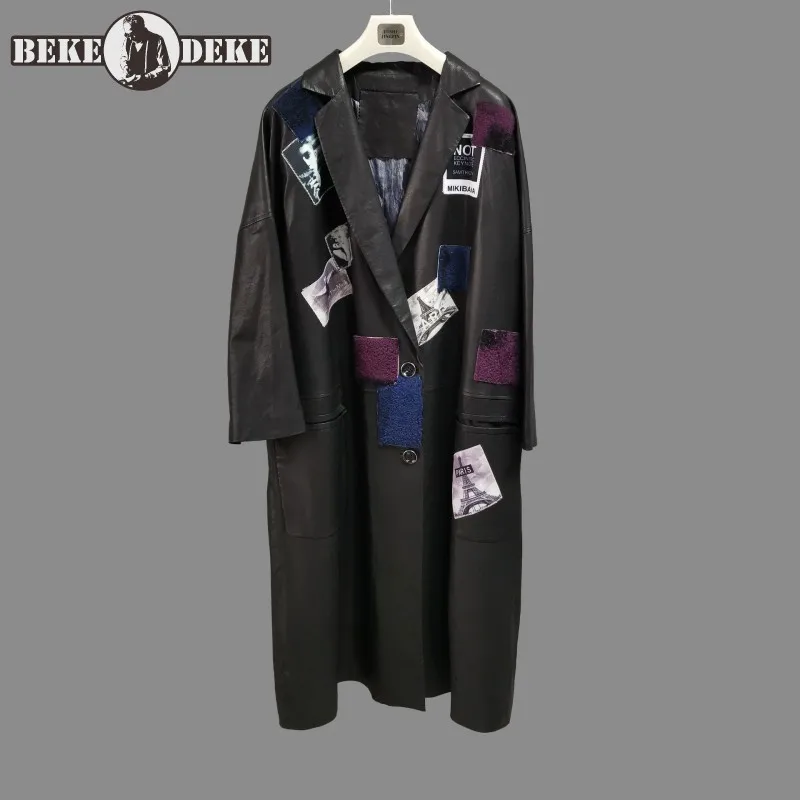 Куртка женская длинная свободного кроя, винтажная ветровка в готическом стиле, повседневная верхняя одежда из натуральной овечьей кожи, Че... 
Куртка женская длинная свободного кроя, винтажная ветровка в готическом стиле, повседневная верхняя одежда из натуральной овечьей кожи, Че...