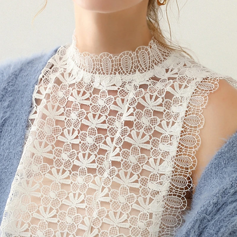 Women Sweet Ruffled Stand-Up False Fake Collar Hollow Out Floral Lace Detachable Pullover Half Shirt Decorative Dickey
Women Sweet Ruffled Stand-Up False Fake Collar Hollow Out Floral Lace Detachable Pullover Half Shirt Decorative Dickey