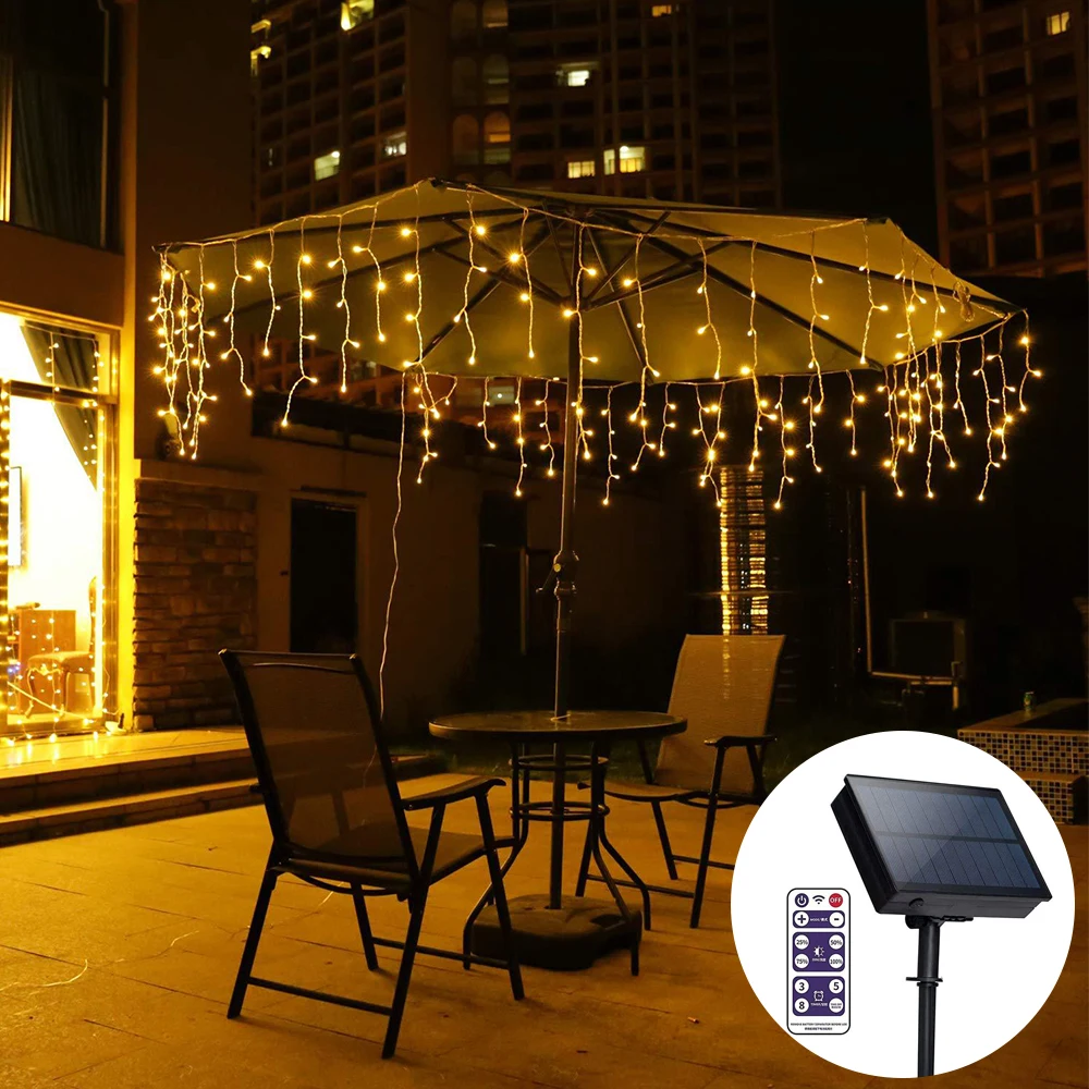 3m 5m Outdoor Solar Powered Lights String LED Curtain Icicle Lamp for Wedding Christmas New Year Party Garden Patio Fairy Decor
3m 5m Outdoor Solar Powered Lights String LED Curtain Icicle Lamp for Wedding Christmas New Year Party Garden Patio Fairy Decor