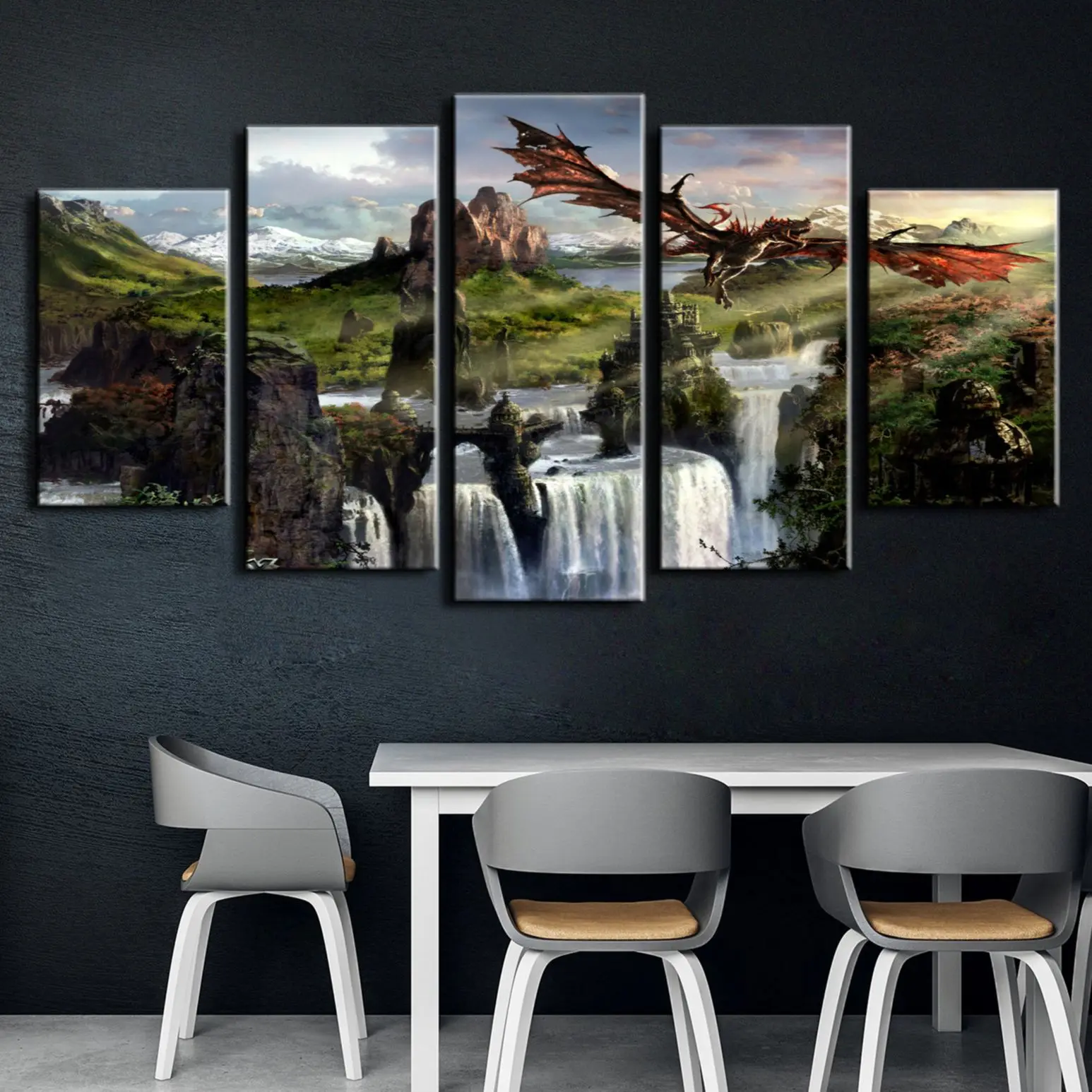 No Framed 5 Panel Mountain Flying Dragon Skyrim Games HD Wall Art Canvas Posters Pictures Paintings Home Decor for Living Room
No Framed 5 Panel Mountain Flying Dragon Skyrim Games HD Wall Art Canvas Posters Pictures Paintings Home Decor for Living Room