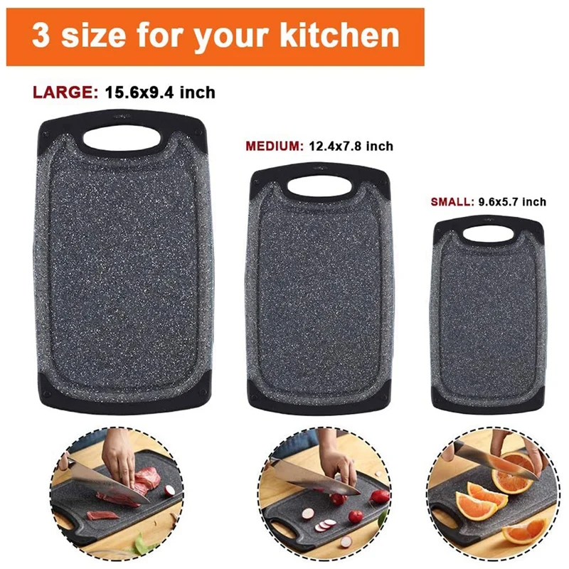 Kitchen Cutting Board (Set of 3),Chopping Boards Sets,Dishwasher Cutting Boards with Juice Grooves & Carrying Handle
Kitchen Cutting Board (Set of 3),Chopping Boards Sets,Dishwasher Cutting Boards with Juice Grooves & Carrying Handle