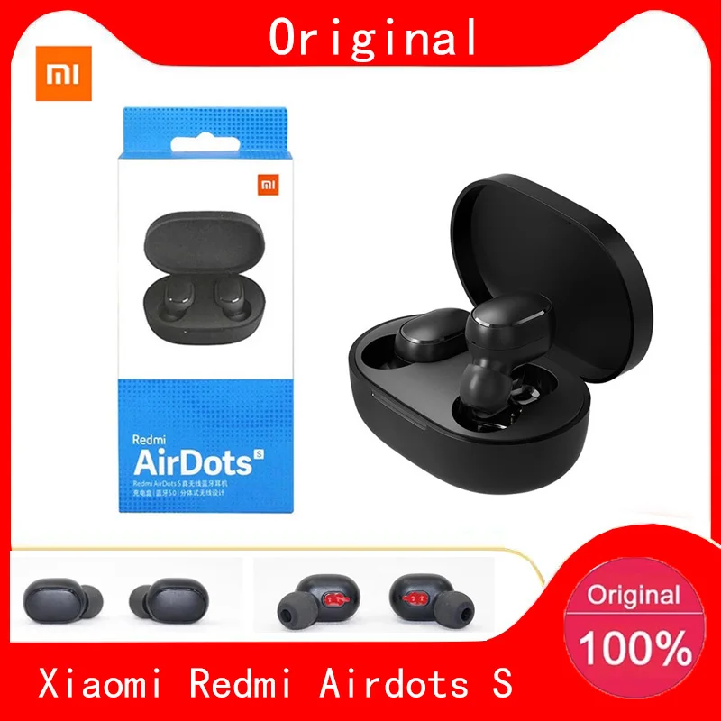 Фото Новая беспроводная гарнитура Xiaomi Redmi Airdots S Bluetooth 5 0 с микрофоном затычки для ушей