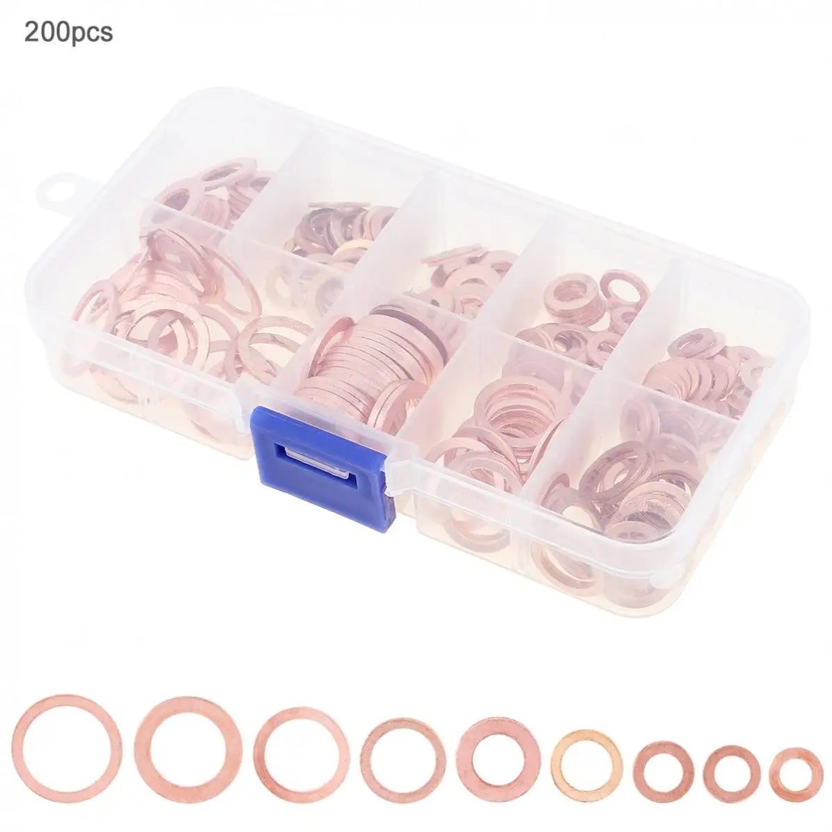

200pcs Solid Copper Washer Flat Ring Gasket Sump Plug Oil Seal Fittings M5 M6 M8 M10 M12 M14 Washers Fastener for Power Field