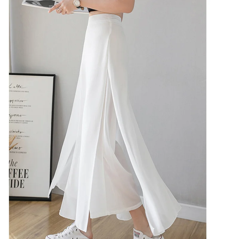 #1911 Summer Chiffon Side Split Pants Women High Waisted Wide Leg Pants Thin Loose Straight False Two Piece Trousers Black White
#1911 Summer Chiffon Side Split Pants Women High Waisted Wide Leg Pants Thin Loose Straight False Two Piece Trousers Black White