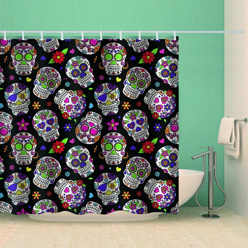 3D digital printing skull shower curtain, waterproof polyester fabric, bathroom decoration 
3D digital printing skull shower curtain, waterproof polyester fabric, bathroom decoration