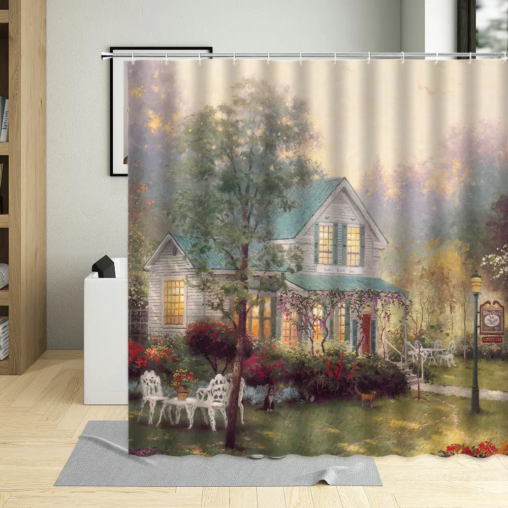 Classic Cars Nostalgia Houses Shower Curtain Landscape Color Oil Painting Bathroom Home Waterproof With Hook Polyester Washable 
Classic Cars Nostalgia Houses Shower Curtain Landscape Color Oil Painting Bathroom Home Waterproof With Hook Polyester Washable