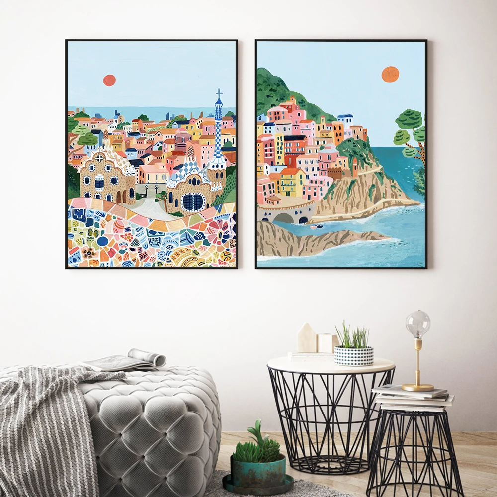 Постер в скандинавском стиле Винтаж путешествия по городу турки Италия пейзаж