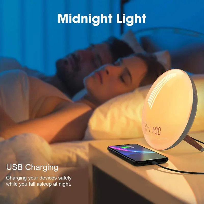 WiFi Smart Wake Up Light Workday Clock Sunrise/Sunset Simulation 4 Alarms Works with Alexa Google Home Tuya App Remote Control
WiFi Smart Wake Up Light Workday Clock Sunrise/Sunset Simulation 4 Alarms Works with Alexa Google Home Tuya App Remote Control
