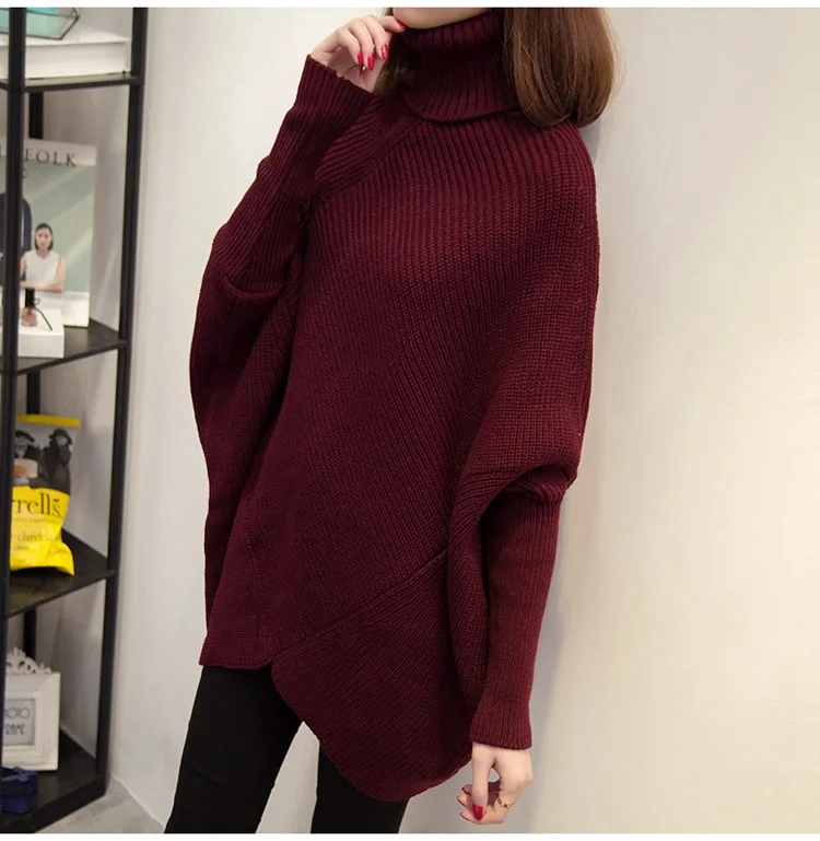 Women's Turtleneck Sweater Lapel Irregular Bat Sleeve Pullover Sweatshirt Fashion Casual Women Winter Warm Knitwear
Women's Turtleneck Sweater Lapel Irregular Bat Sleeve Pullover Sweatshirt Fashion Casual Women Winter Warm Knitwear