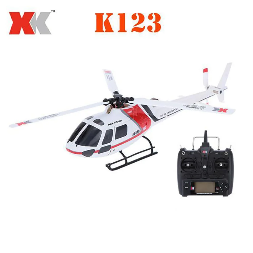 XK K123 6CH бесщеточный AS350 масштаб 3D6G система не aileron RC вертолет игрушки RTF для детей