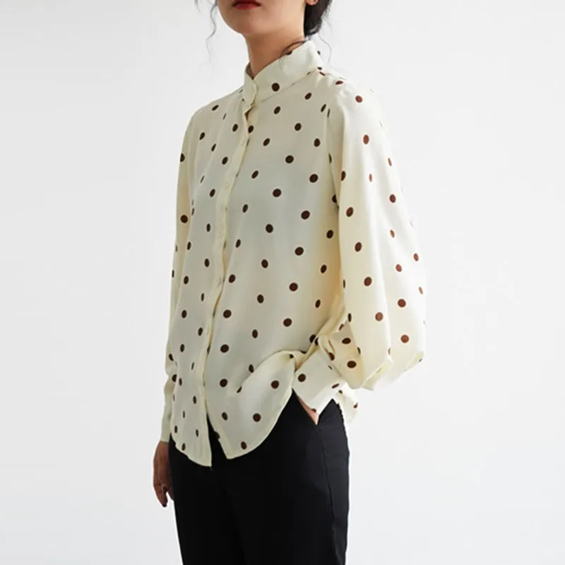 Women Long Sleeve Chiffon Shirts New 2021 Spring Korean Style Vintage Stand Collar Polka Dot Loose Ladies Elegant Tops W107
Women Long Sleeve Chiffon Shirts New 2021 Spring Korean Style Vintage Stand Collar Polka Dot Loose Ladies Elegant Tops W107