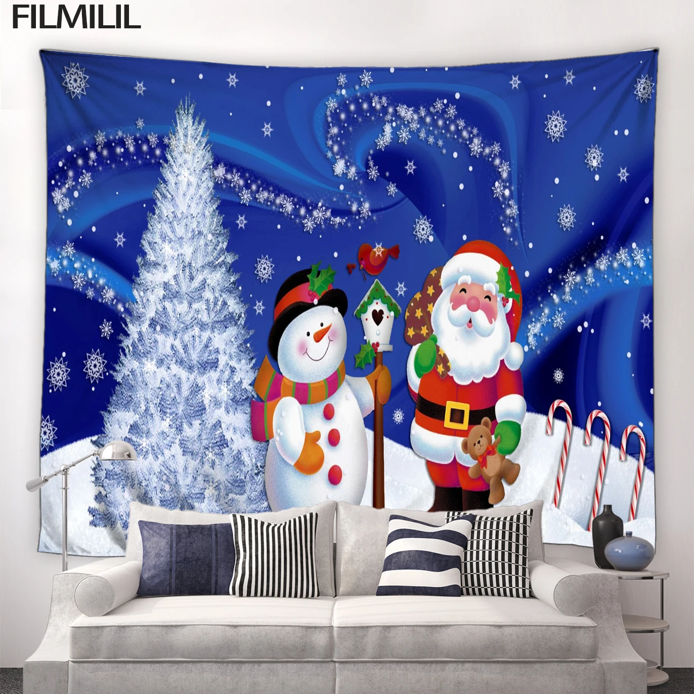 Cartoon Santa Claus Snowman Christmas Tapestry White Snowflake Xmas Tree Blue Backdrop Decor Wall Hanging Home Room Tapestries
Cartoon Santa Claus Snowman Christmas Tapestry White Snowflake Xmas Tree Blue Backdrop Decor Wall Hanging Home Room Tapestries