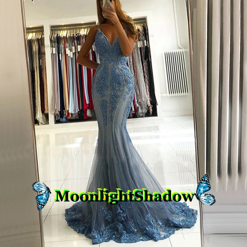 Ash Blue V Neck Spaghetti Evening Dress Beads Applique Dubai Arabic Saudi Arabian Vestidos De Festa Formal Party Prom
Ash Blue V Neck Spaghetti Evening Dress Beads Applique Dubai Arabic Saudi Arabian Vestidos De Festa Formal Party Prom