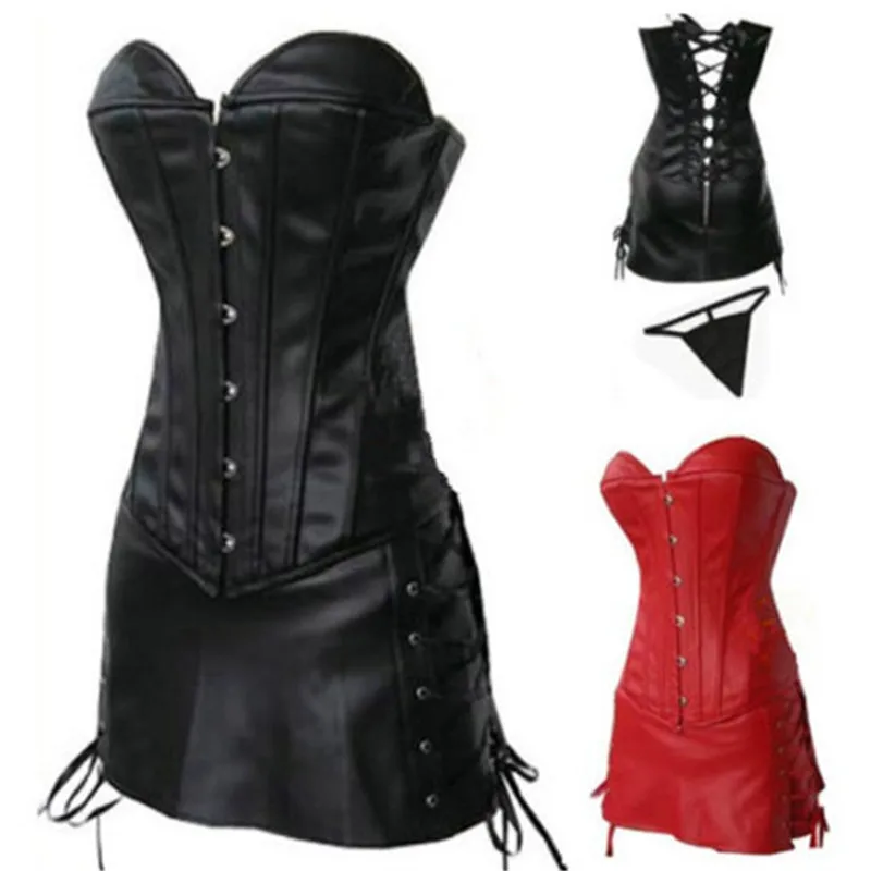 Women PU Leather Corset Skirt Lace Up Back Bustiers Overbust Lingerie Nightclub Corselet Mini Dress
Women PU Leather Corset Skirt Lace Up Back Bustiers Overbust Lingerie Nightclub Corselet Mini Dress