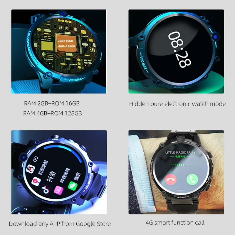 Мужские Смарт часы 4G Android с Wi Fi Интернет навигацией и позиционированием двойной
